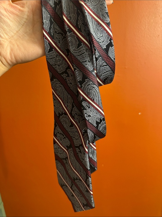 platinum designs Other - Men's Black and Burgundy Paisley Stripe Tie